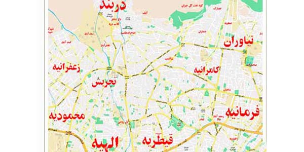 مناطق ارائه خدمات تمام کار در اتوبار شمال تهران
